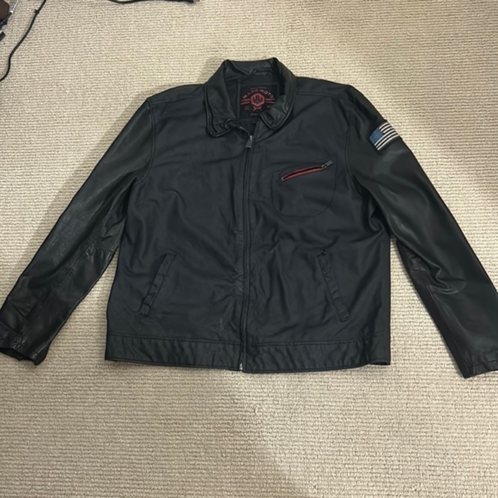 Andrew Marc Leather Motorcycle Jacket. Size: XXL